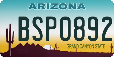 AZ license plate BSP0892