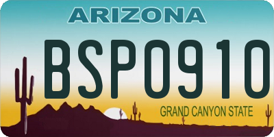 AZ license plate BSP0910