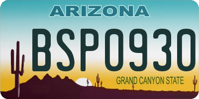 AZ license plate BSP0930