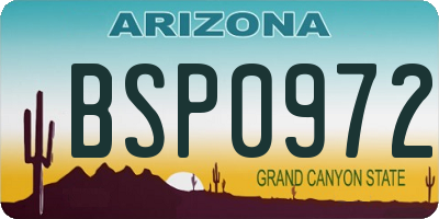 AZ license plate BSP0972