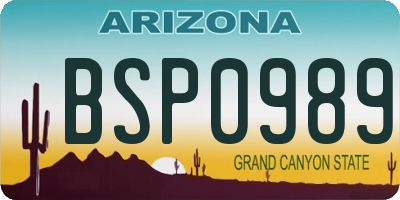 AZ license plate BSP0989