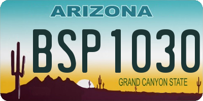 AZ license plate BSP1030