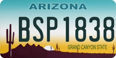 AZ license plate BSP1838