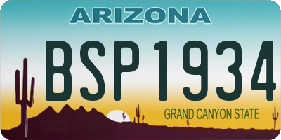 AZ license plate BSP1934