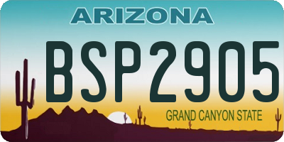 AZ license plate BSP2905