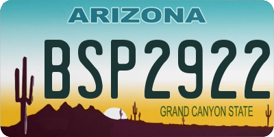 AZ license plate BSP2922