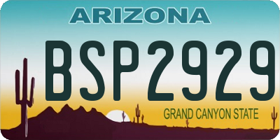 AZ license plate BSP2929