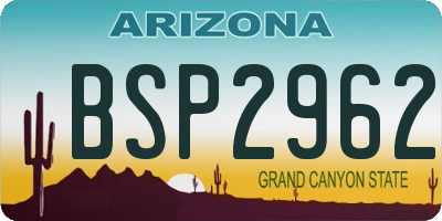 AZ license plate BSP2962
