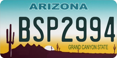 AZ license plate BSP2994