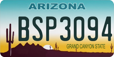 AZ license plate BSP3094