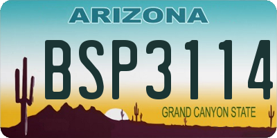 AZ license plate BSP3114