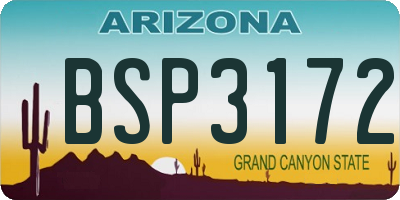 AZ license plate BSP3172