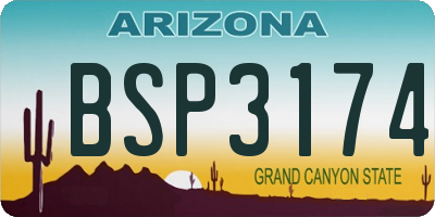AZ license plate BSP3174