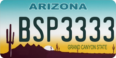 AZ license plate BSP3333