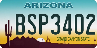 AZ license plate BSP3402