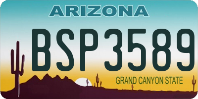 AZ license plate BSP3589