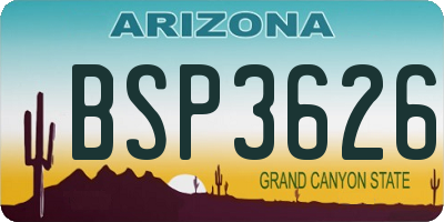 AZ license plate BSP3626