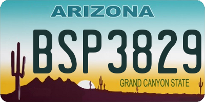 AZ license plate BSP3829