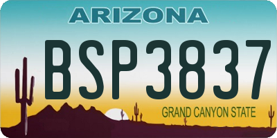 AZ license plate BSP3837