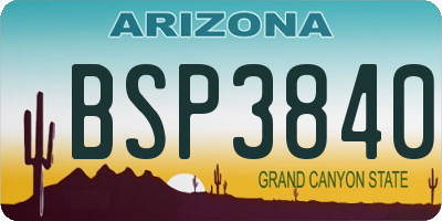 AZ license plate BSP3840