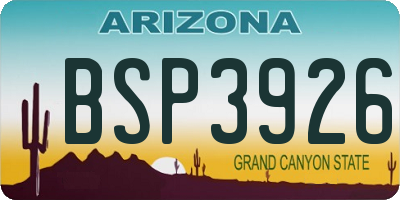 AZ license plate BSP3926