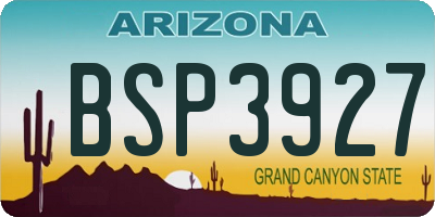 AZ license plate BSP3927
