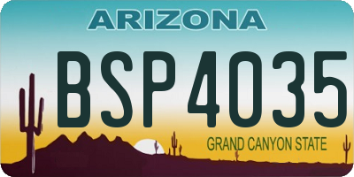 AZ license plate BSP4035