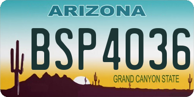 AZ license plate BSP4036