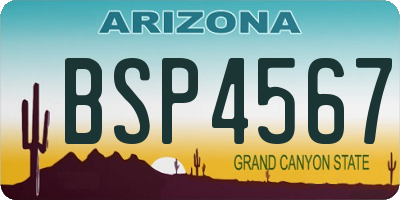 AZ license plate BSP4567