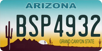 AZ license plate BSP4932