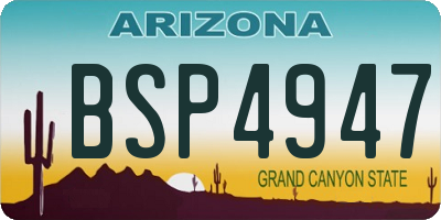 AZ license plate BSP4947