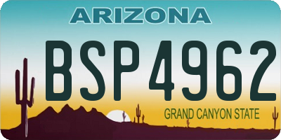AZ license plate BSP4962