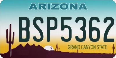 AZ license plate BSP5362
