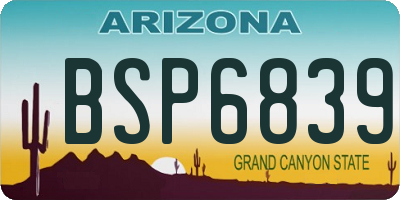 AZ license plate BSP6839