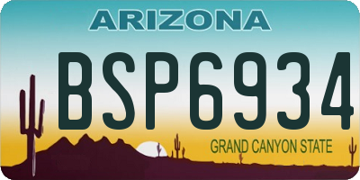 AZ license plate BSP6934