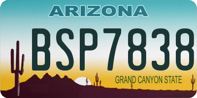 AZ license plate BSP7838