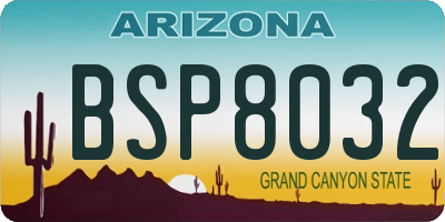 AZ license plate BSP8032
