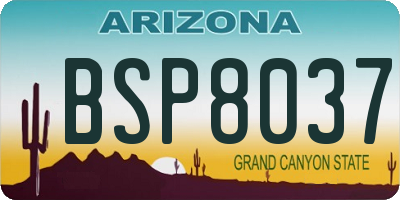 AZ license plate BSP8037