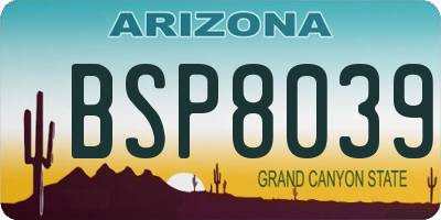 AZ license plate BSP8039