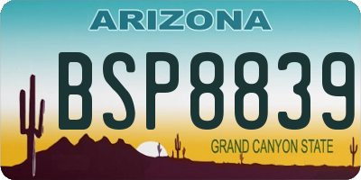 AZ license plate BSP8839