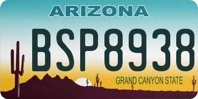 AZ license plate BSP8938