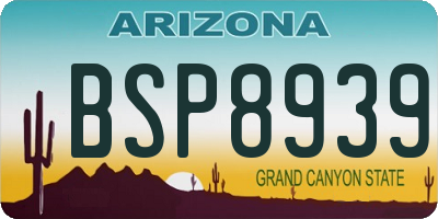 AZ license plate BSP8939