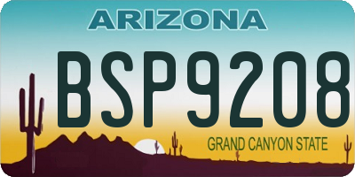 AZ license plate BSP9208