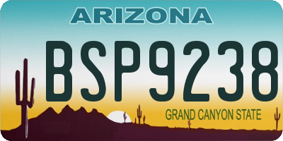 AZ license plate BSP9238