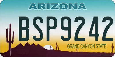 AZ license plate BSP9242