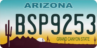 AZ license plate BSP9253