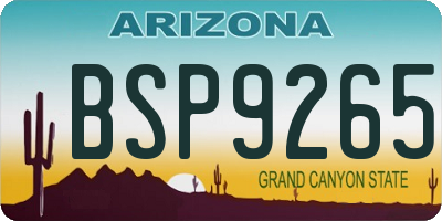 AZ license plate BSP9265