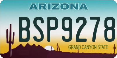 AZ license plate BSP9278
