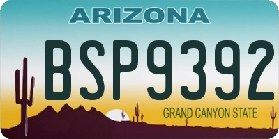 AZ license plate BSP9392