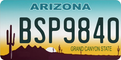 AZ license plate BSP9840
